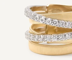 Marco Bicego Bague Avec Deux Bandeaux De Diamants, Grand Modele Discount