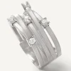Marco Bicego Bague Cinq Rangs En Or Blanc Avec Diamants En Barrette Et Sertis Griffe Shop