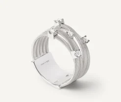 Marco Bicego Bague Cinq Rangs En Or Blanc Avec Diamants En Barrette Et Sertis Griffe Shop
