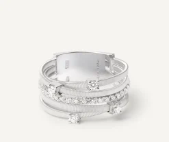 Marco Bicego Bague Cinq Rangs En Or Blanc Avec Diamants Sertis Griffe Et En Barrette Best Sale