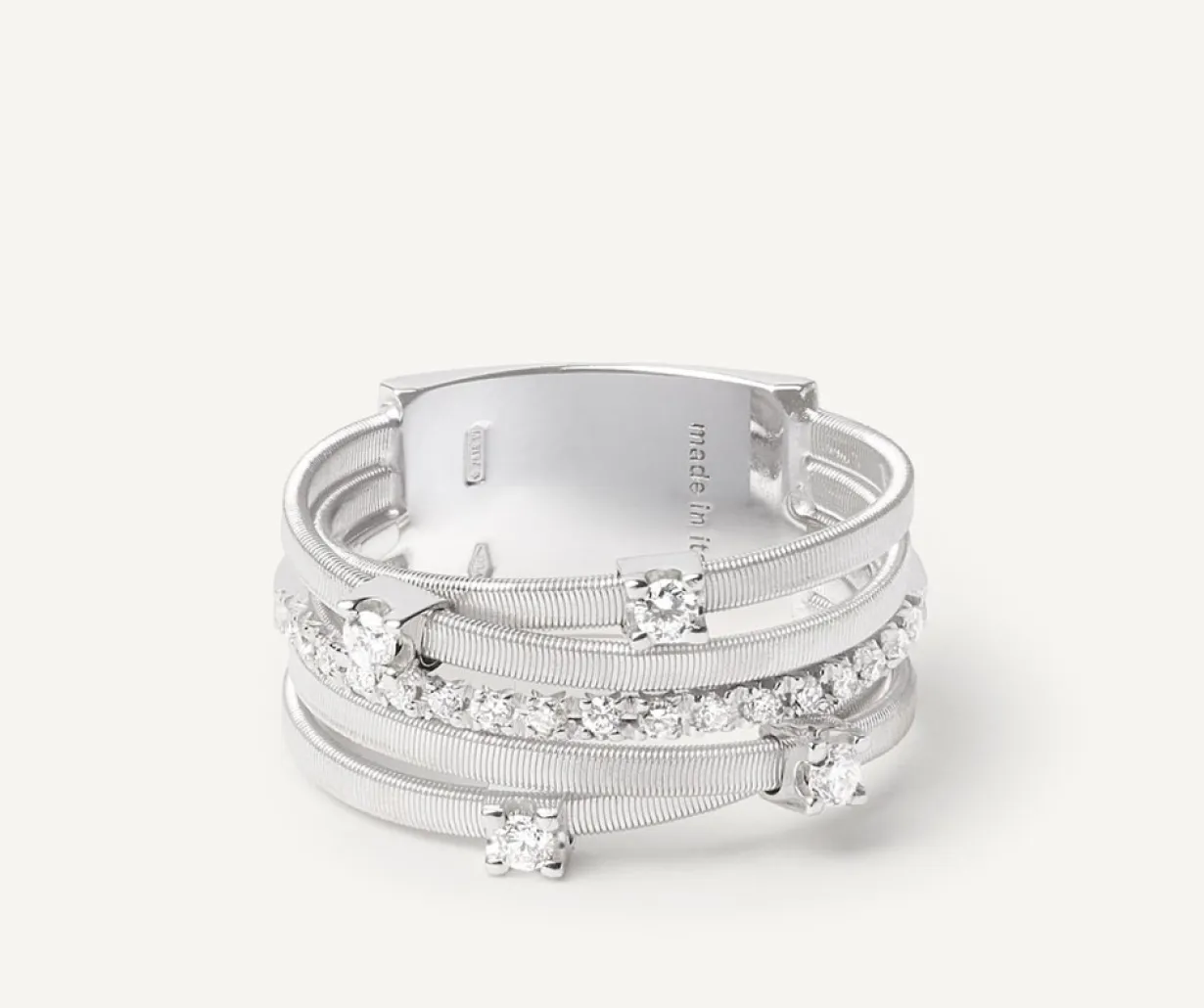 Marco Bicego Bague Cinq Rangs En Or Blanc Avec Diamants Sertis Griffe Et En Barrette Best Sale