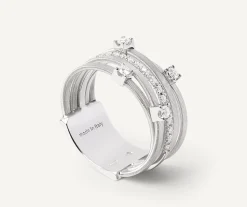 Marco Bicego Bague Cinq Rangs En Or Blanc Avec Diamants Sertis Griffe Et En Barrette Best Sale