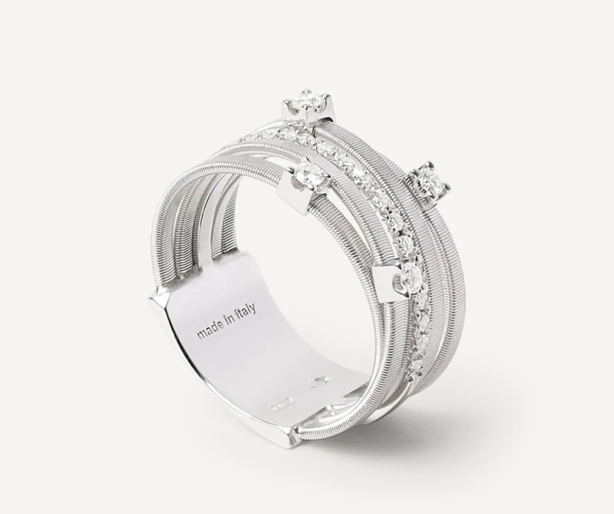 Marco Bicego Bague Cinq Rangs En Or Blanc Avec Diamants Sertis Griffe Et En Barrette Best Sale