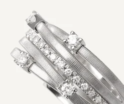 Marco Bicego Bague Cinq Rangs En Or Blanc Avec Diamants Sertis Griffe Et En Barrette Best Sale