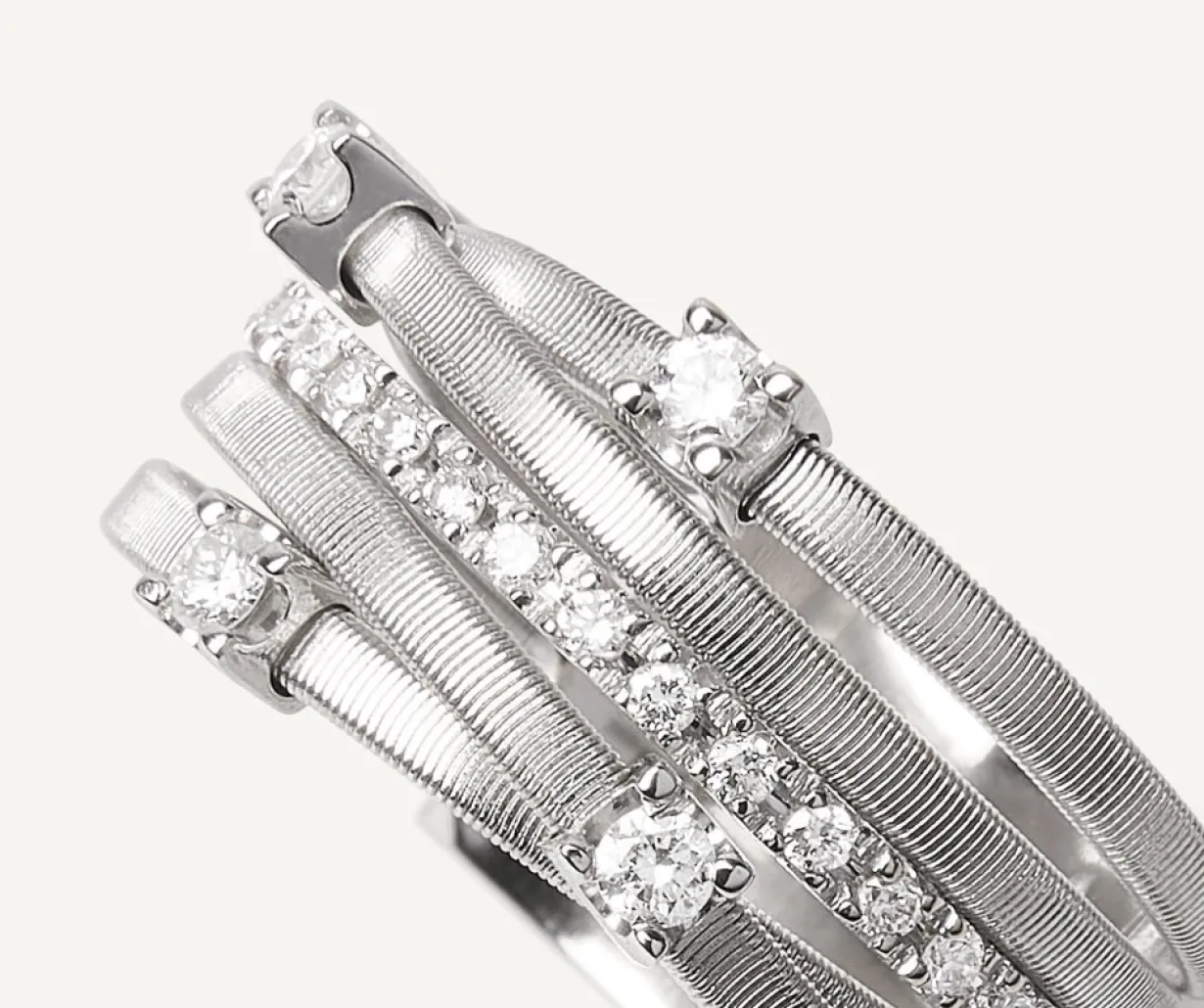 Marco Bicego Bague Cinq Rangs En Or Blanc Avec Diamants Sertis Griffe Et En Barrette Best Sale