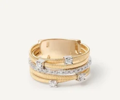 Marco Bicego Bague Cinq Rangs En Or Jaune Avec Diamants Sertis Griffe Et En Barrette Online