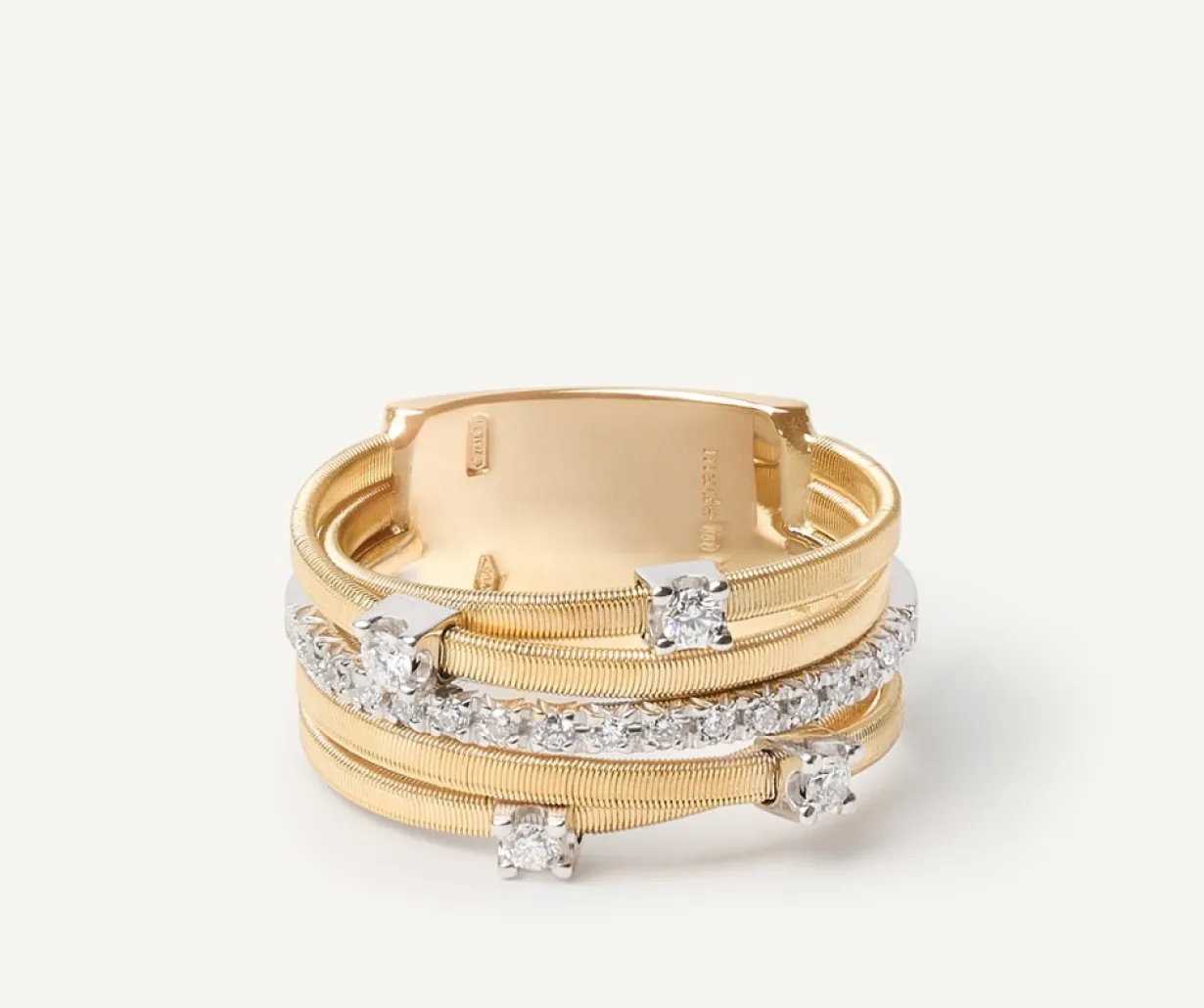 Marco Bicego Bague Cinq Rangs En Or Jaune Avec Diamants Sertis Griffe Et En Barrette Online