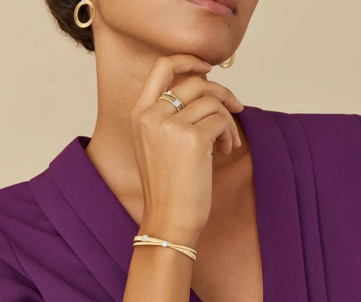 Marco Bicego Bague Double Bandeau Avec Deux Paves De Diamants Store