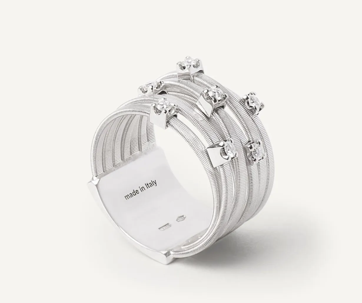 Marco Bicego Bague Sept Rangs En Or Blanc Avec Diamants Sertis Griffe Flash Sale