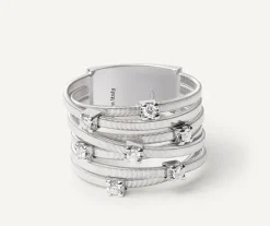 Marco Bicego Bague Sept Rangs En Or Blanc Avec Diamants Sertis Griffe Flash Sale