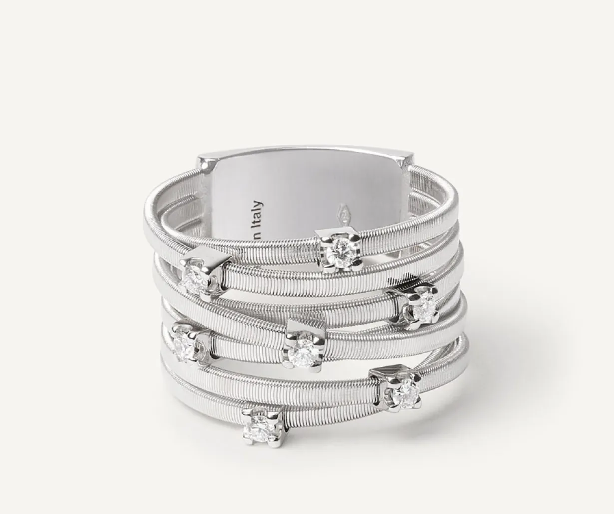 Marco Bicego Bague Sept Rangs En Or Blanc Avec Diamants Sertis Griffe Flash Sale