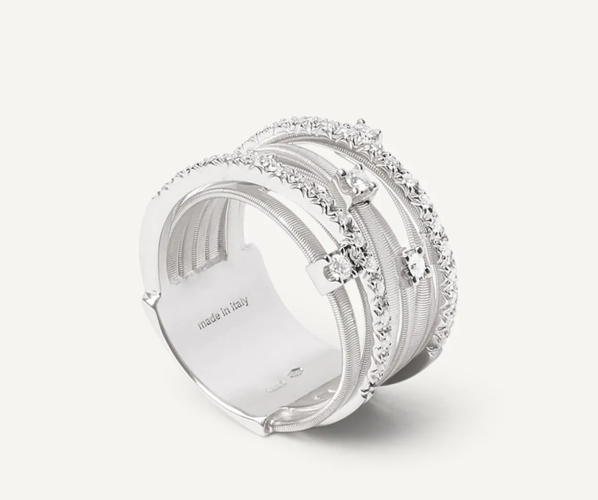 Marco Bicego Bague Sept Rangs En Or Blanc Avec Barrettes De Diamants Best Sale