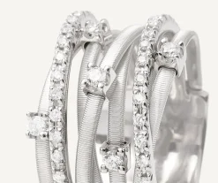 Marco Bicego Bague Sept Rangs En Or Blanc Avec Barrettes De Diamants Best Sale