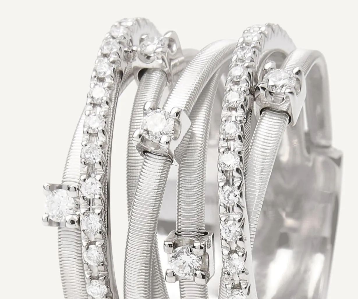 Marco Bicego Bague Sept Rangs En Or Blanc Avec Barrettes De Diamants Best Sale