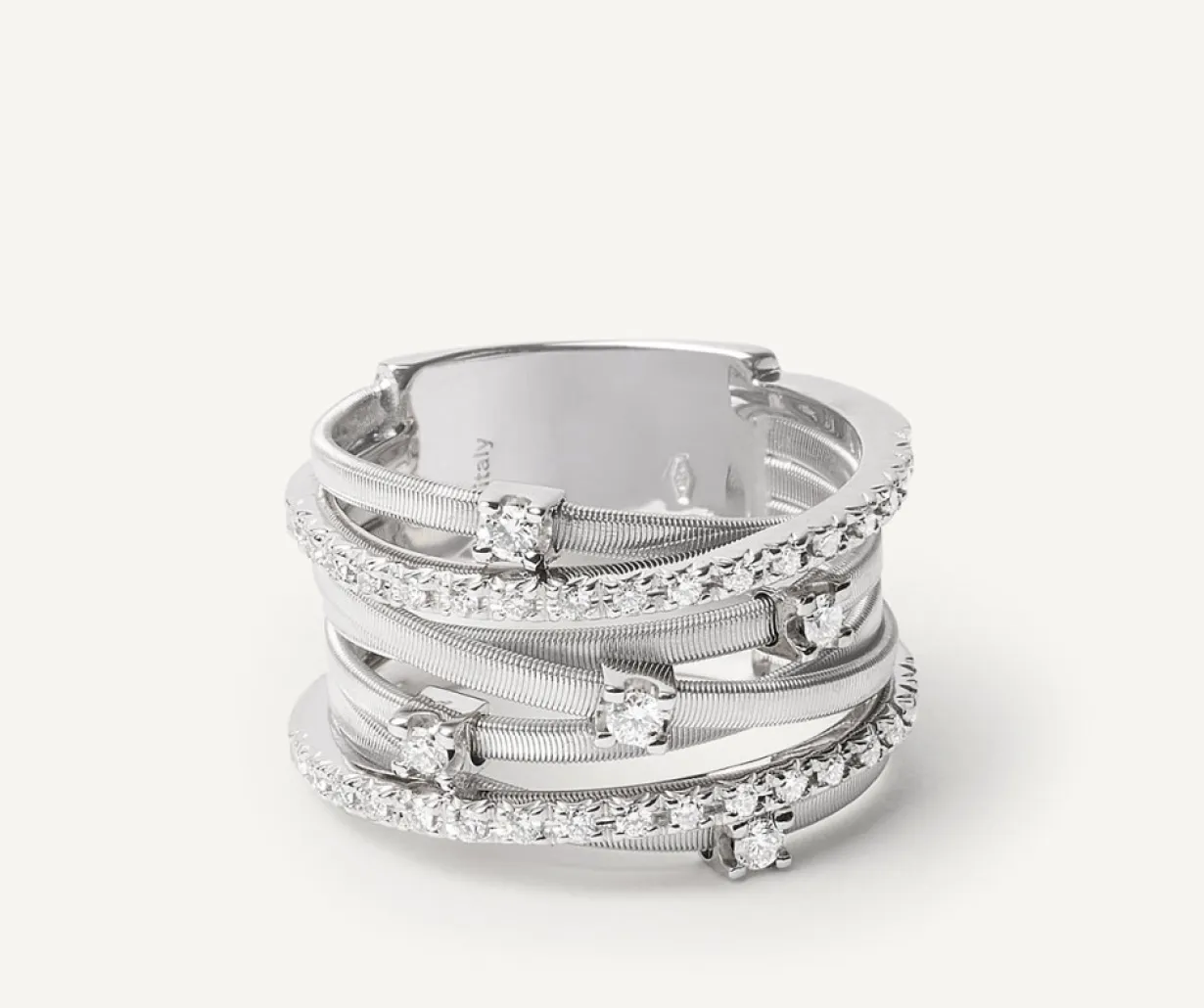 Marco Bicego Bague Sept Rangs En Or Blanc Avec Barrettes De Diamants Best Sale