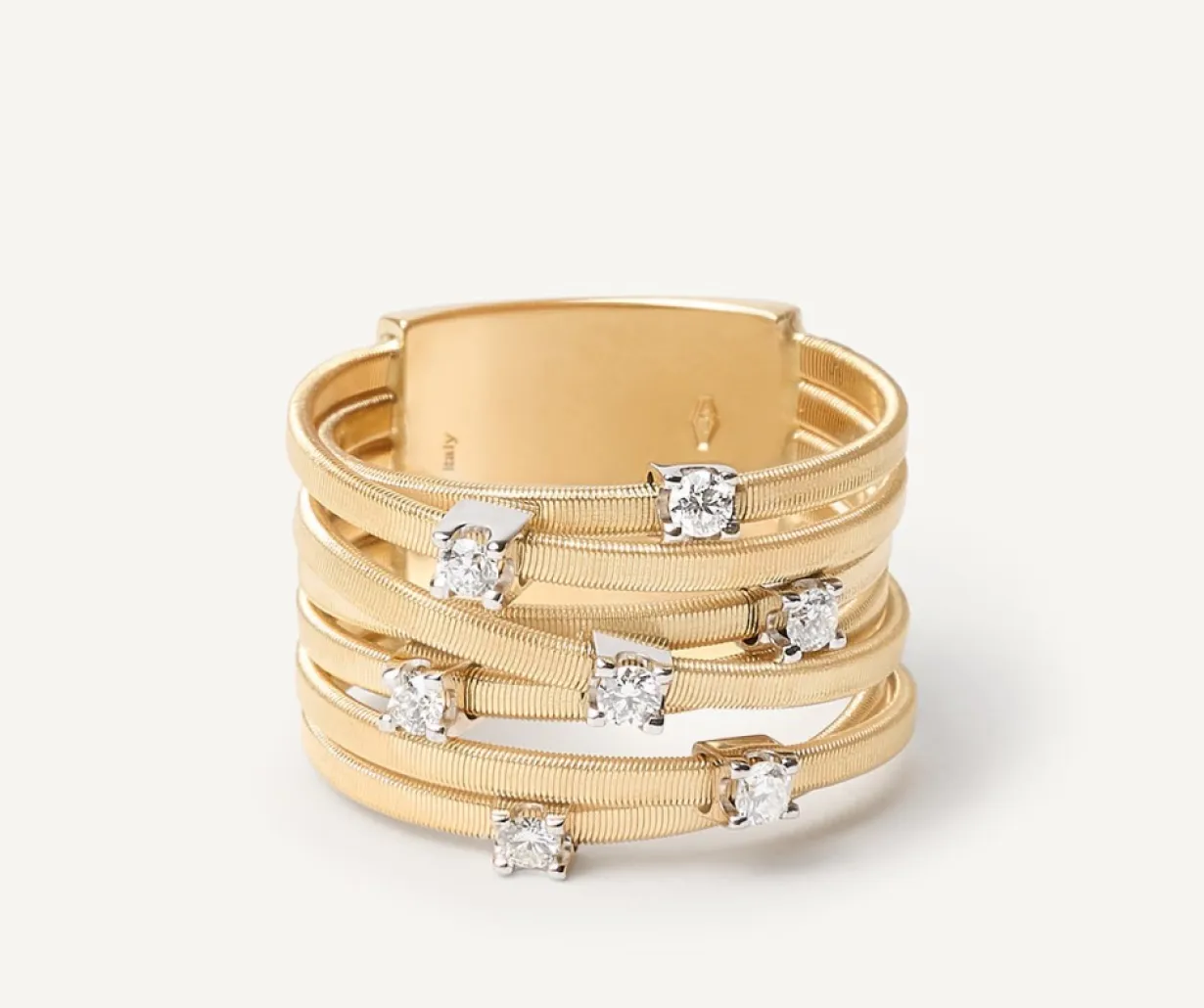 Marco Bicego Bague Sept Rangs En Or Jaune Avec Diamants Sertis Griffe Store