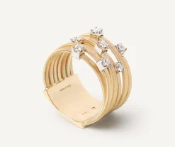Marco Bicego Bague Sept Rangs En Or Jaune Avec Diamants Sertis Griffe Store