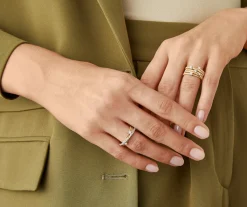 Marco Bicego Bague Trois Rangs Avec Diamants En Barrette Et Sertis Griffe Hot