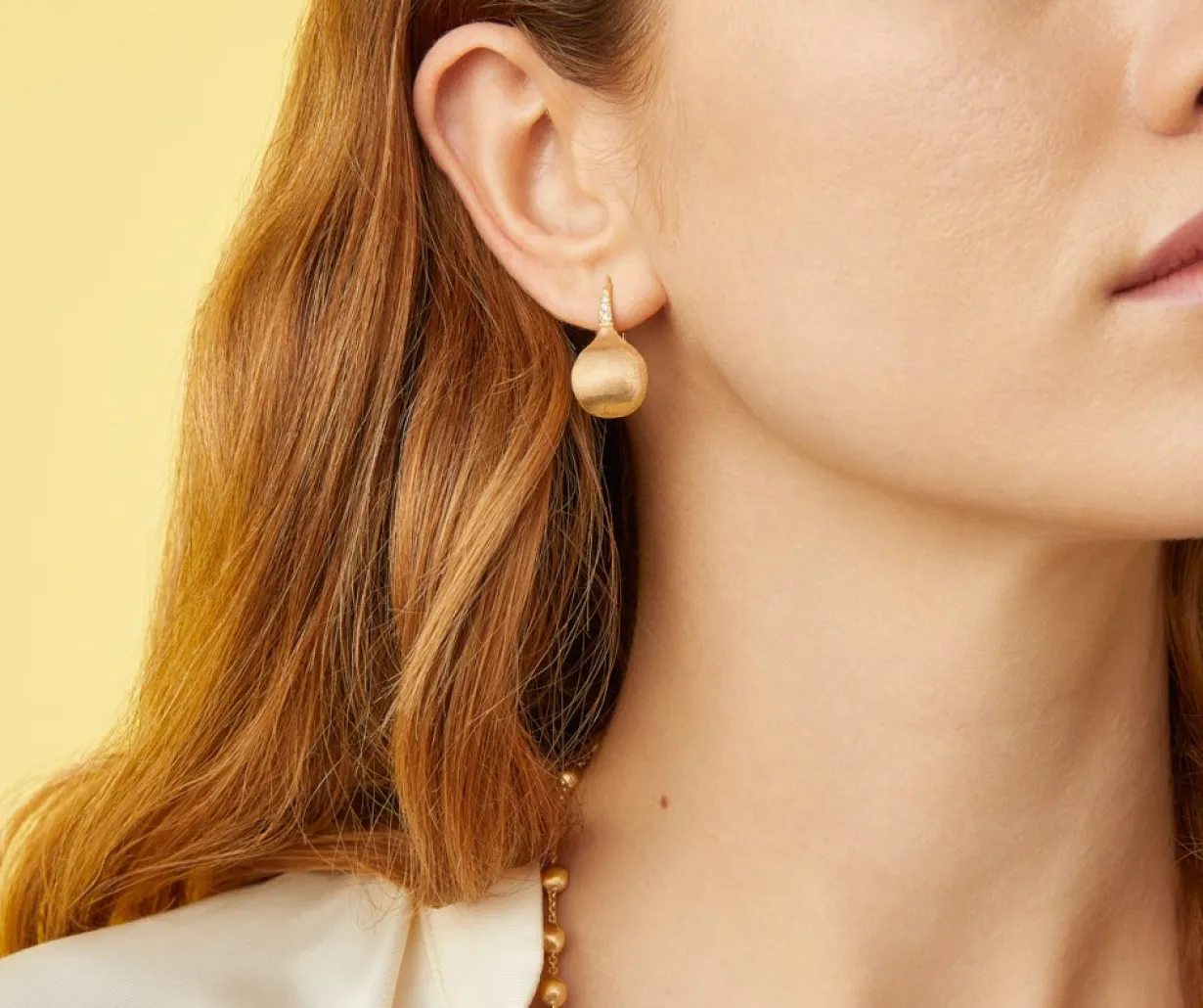 Marco Bicego Boucle D'Oreille Avec Crochet En Diamants Et Boule D'Or Best Sale
