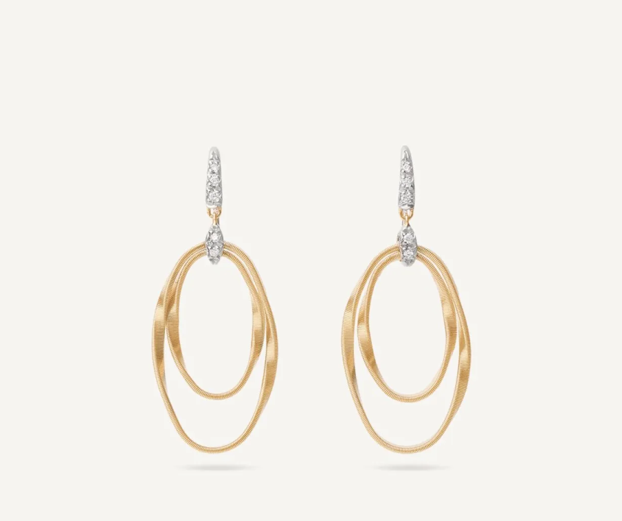 Marco Bicego Boucle D'Oreille Avec Elements Ovales Concentriques Et Crochet En Diamants Outlet