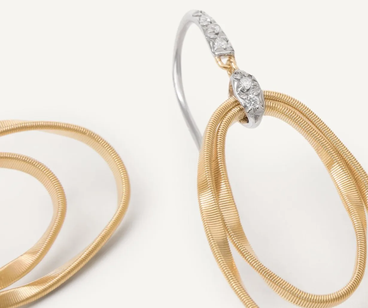 Marco Bicego Boucle D'Oreille Avec Elements Ovales Concentriques Et Crochet En Diamants Outlet