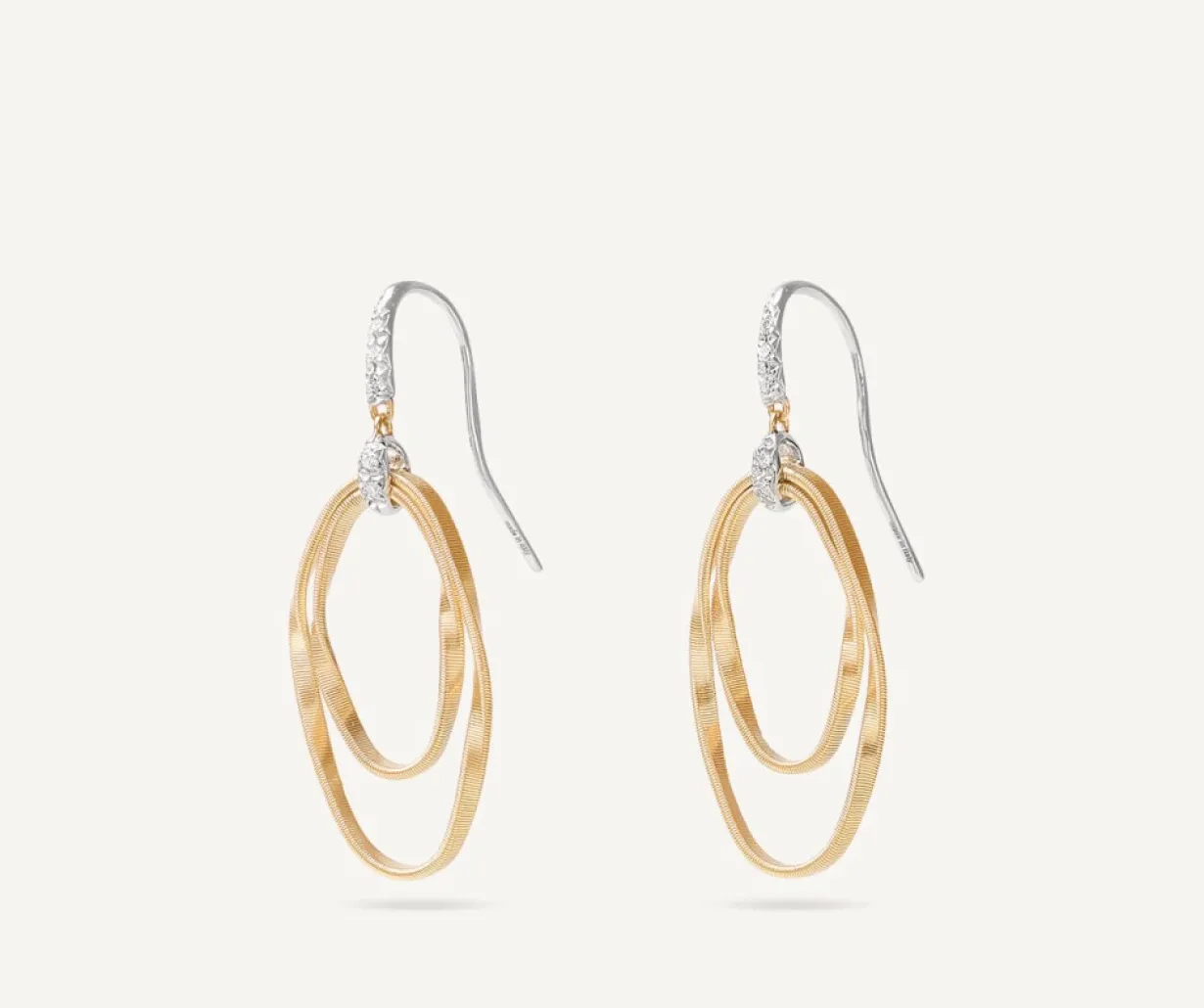 Marco Bicego Boucle D'Oreille Avec Elements Ovales Concentriques Et Crochet En Diamants Outlet