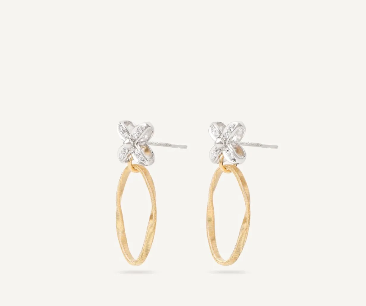 Marco Bicego Boucle D'Oreille Avec Elements Fleuris Paves De Diamants Flash Sale