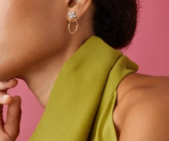 Marco Bicego Boucle D'Oreille Avec Elements Fleuris Paves De Diamants Flash Sale