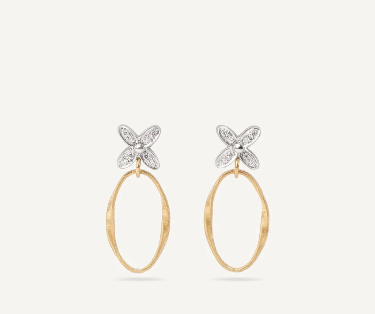 Marco Bicego Boucle D'Oreille Avec Elements Fleuris Paves De Diamants Flash Sale