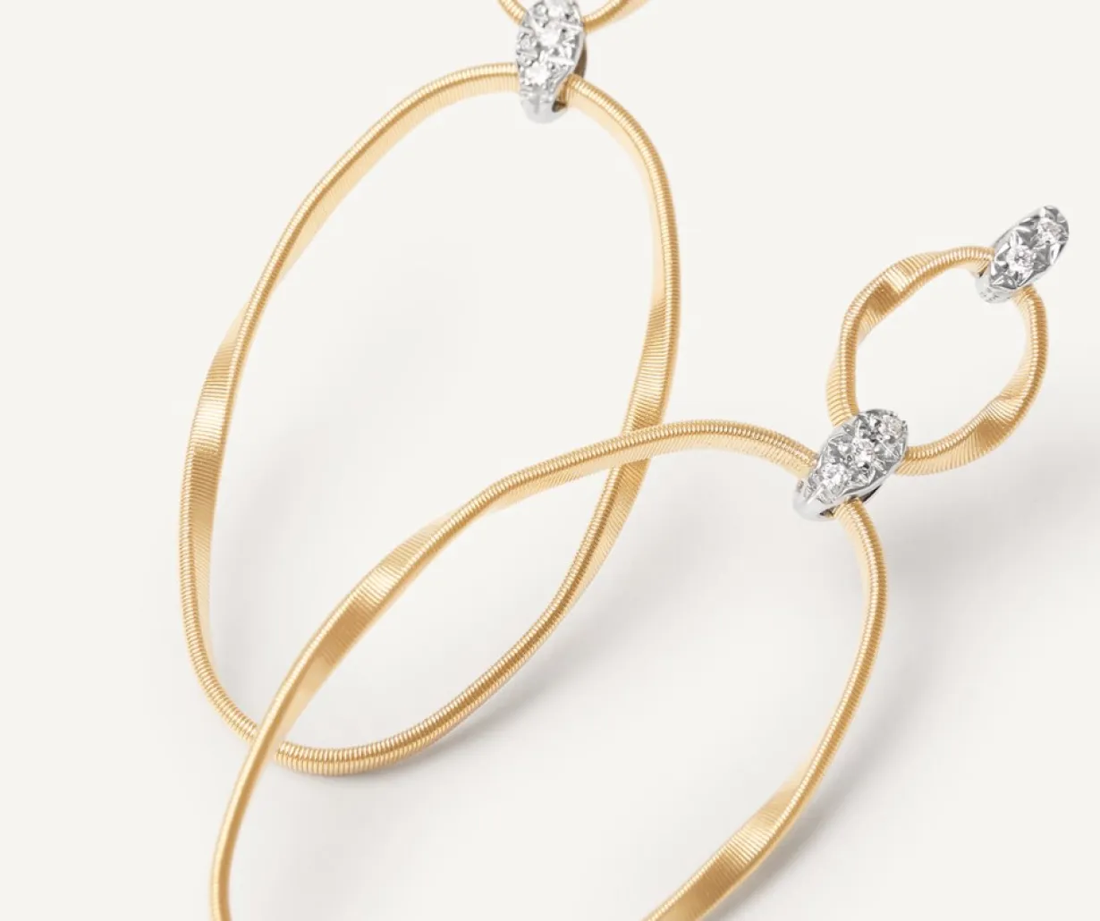 Marco Bicego Boucle D'Oreille Double Avec Crochet En Diamants Flash Sale