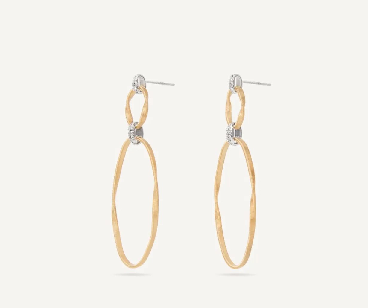 Marco Bicego Boucle D'Oreille Double Avec Crochet En Diamants Flash Sale