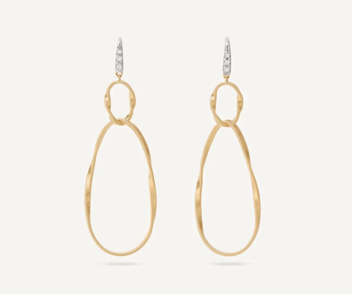 Marco Bicego Boucle D'Oreille Double Avec Crochet En Diamants Best Sale
