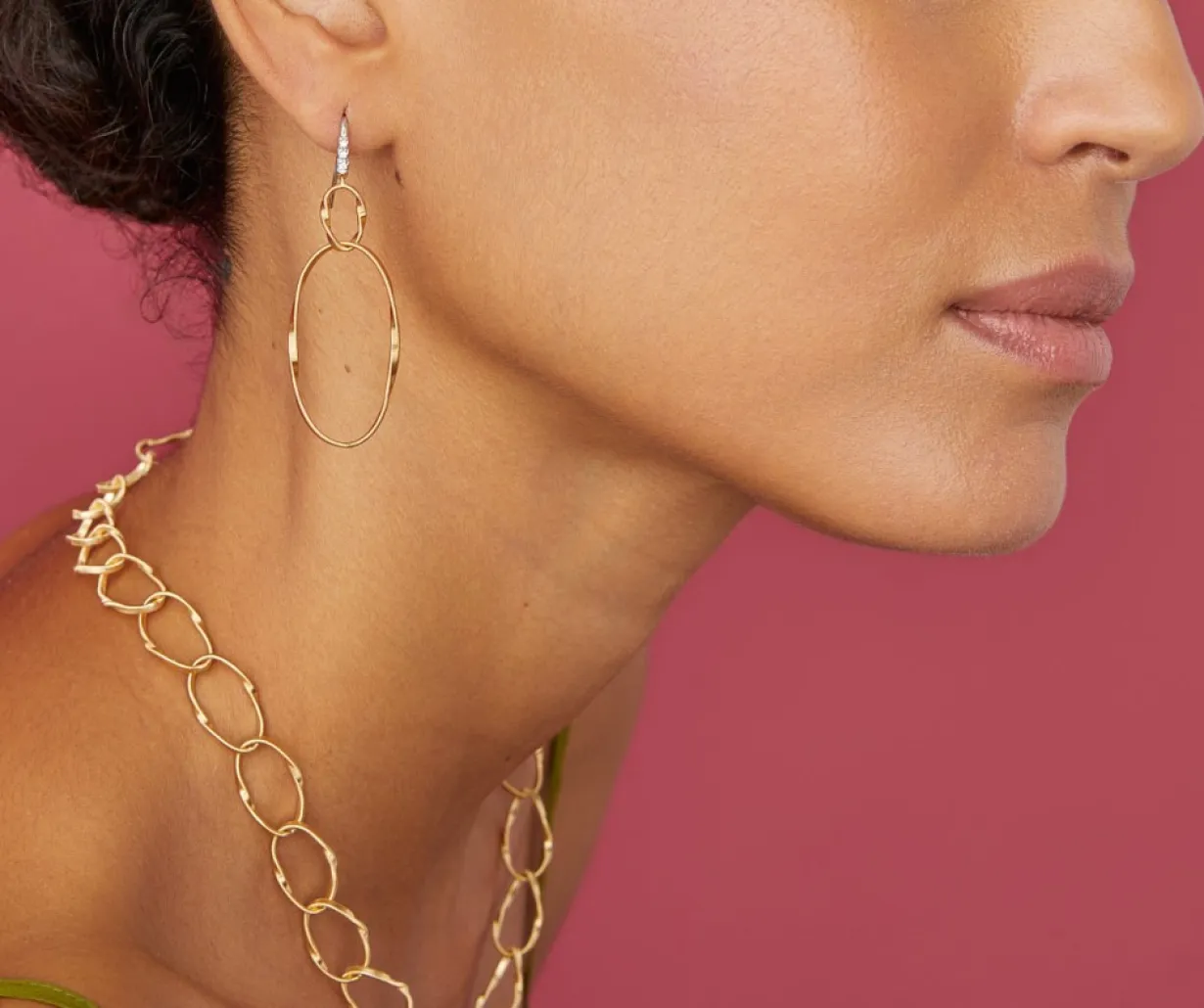 Marco Bicego Boucle D'Oreille Double Avec Crochet En Diamants Best Sale
