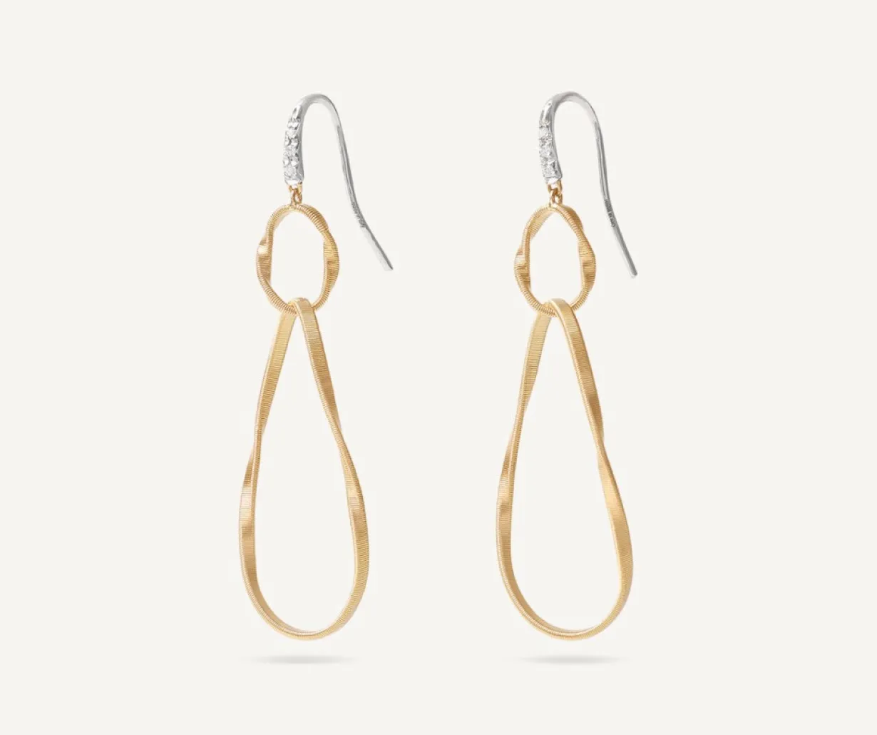 Marco Bicego Boucle D'Oreille Double Avec Crochet En Diamants Best Sale