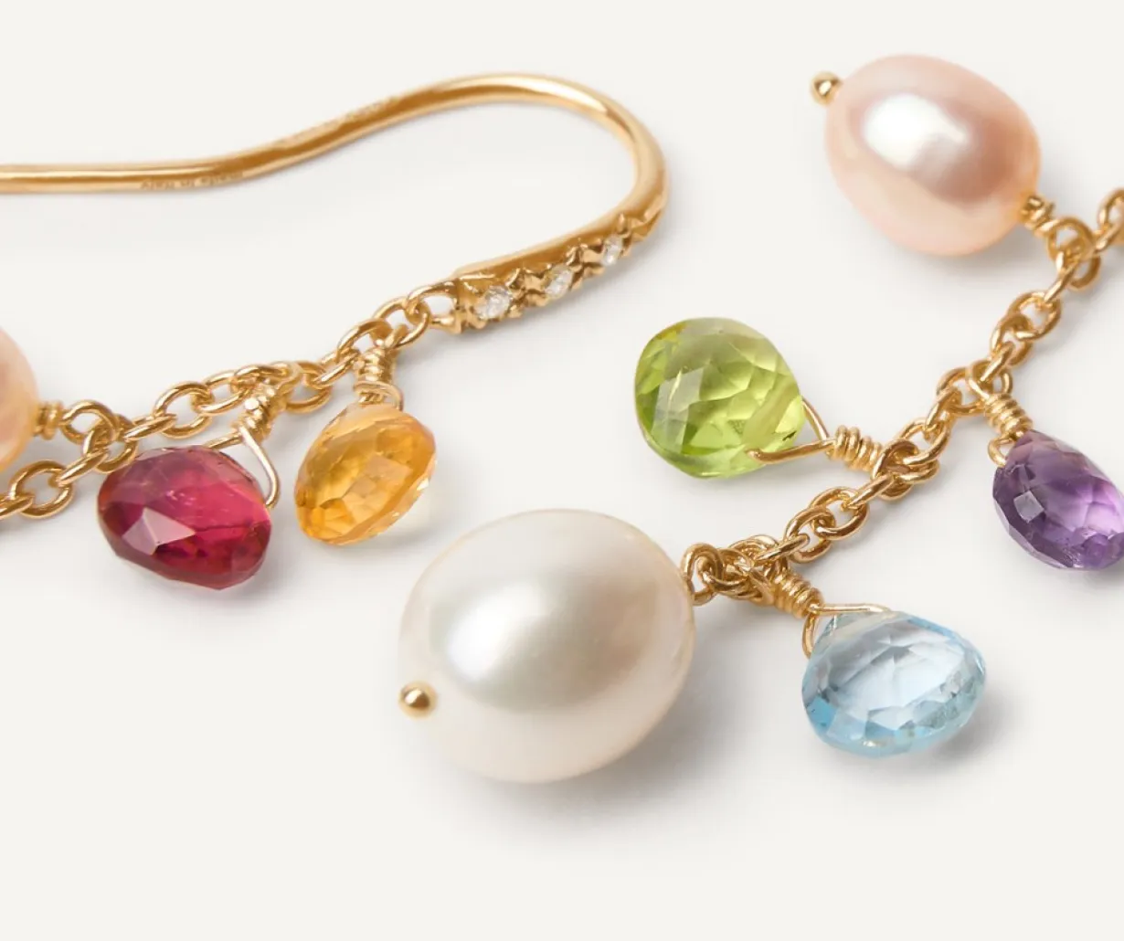 Marco Bicego Boucle D'Oreille En Diamants, Perles Et Pierres Multicolores Cheap