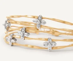 Marco Bicego Bracelet Bangle Multi-Rangs Avec Elements Fleuris Paves De Diamants Best Sale