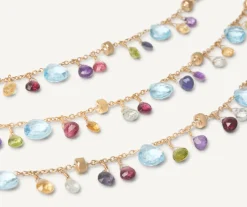 Marco Bicego Collier Avec Pierres Multicolores A Trois Rangs Et Chaine Reglable Hot