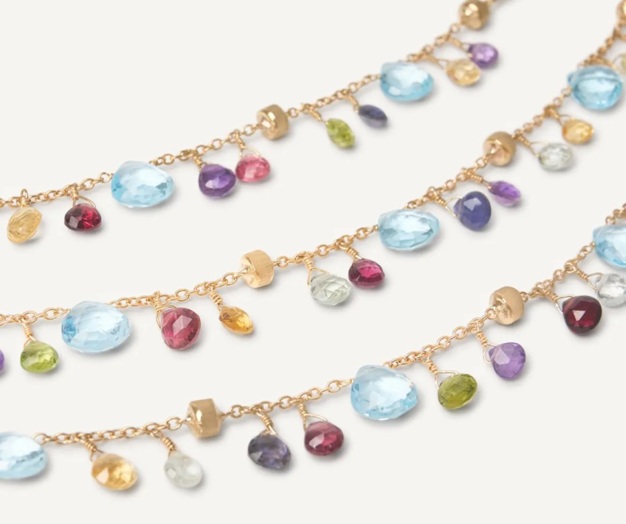 Marco Bicego Collier Avec Pierres Multicolores A Trois Rangs Et Chaine Reglable Hot