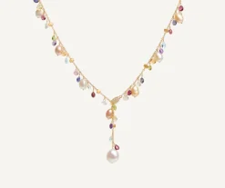 Marco Bicego Collier Cravate Avec Perles, Pierres Multicolores Et Fermoir En Diamants Sale