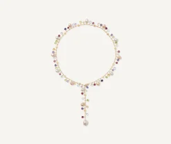 Marco Bicego Collier Cravate Avec Perles, Pierres Multicolores Et Fermoir En Diamants Sale