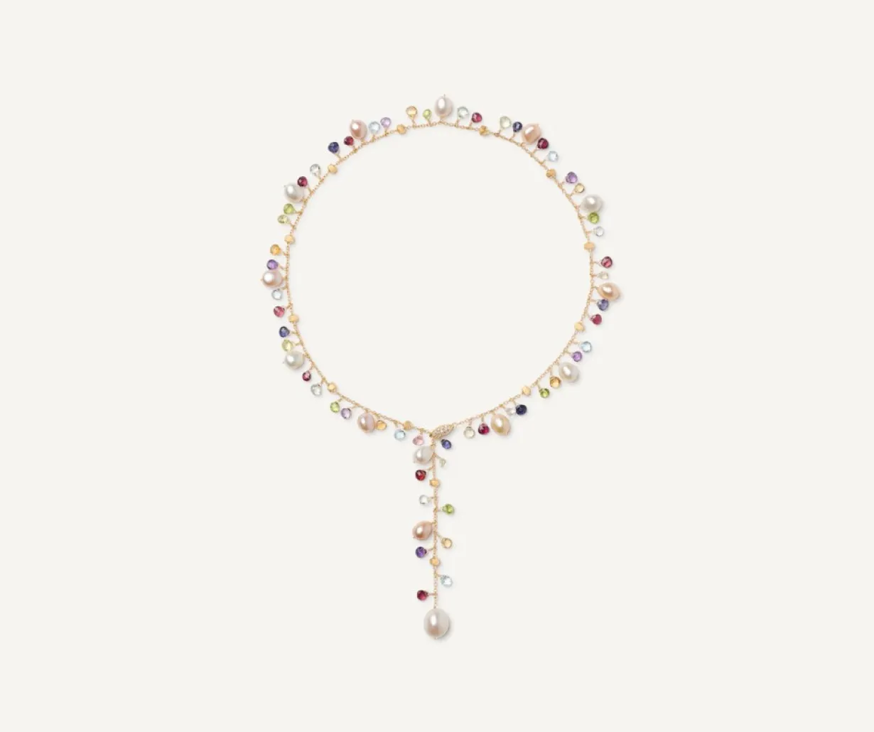 Marco Bicego Collier Cravate Avec Perles, Pierres Multicolores Et Fermoir En Diamants Sale