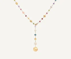 Marco Bicego Collier Cravate Multicolore Avec Perles Et Diamants Sale
