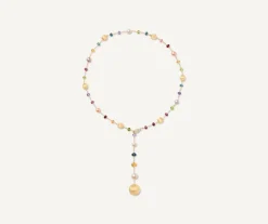 Marco Bicego Collier Cravate Multicolore Avec Perles Et Diamants Sale