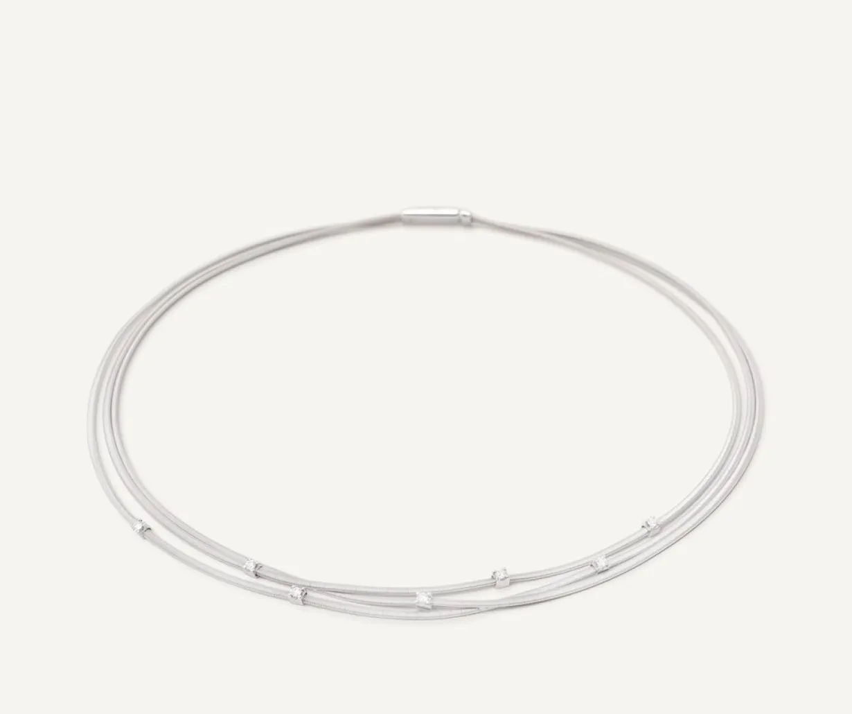 Marco Bicego Collier Ras-Du-Cou Multi-Rangs En Or Blanc Avec Diamants Online