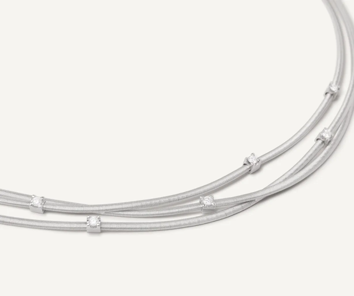 Marco Bicego Collier Ras-Du-Cou Multi-Rangs En Or Blanc Avec Diamants Online