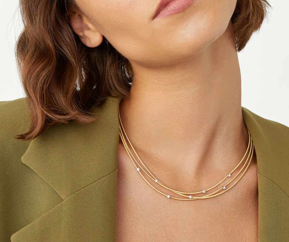 Marco Bicego Collier Ras-Du-Cou Multi-Rangs En Or Blanc Avec Diamants Online