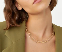 Marco Bicego Collier Ras-Du-Cou Multi-Rangs En Or Jaune Avec Diamants Flash Sale
