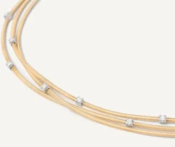 Marco Bicego Collier Ras-Du-Cou Multi-Rangs En Or Jaune Avec Diamants Flash Sale