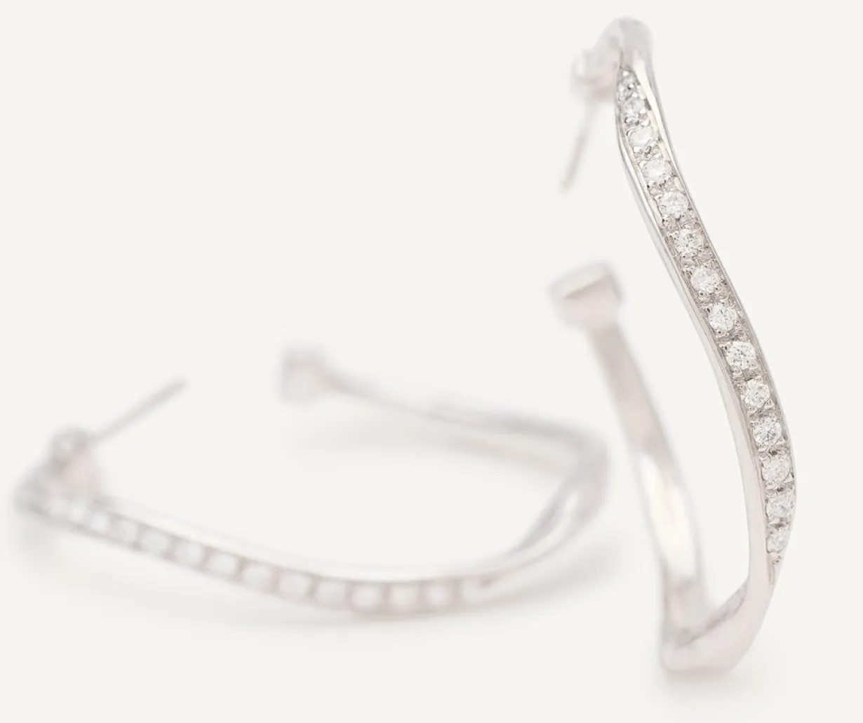 Marco Bicego 18Kt White Gold Diamond Hoop Earrings Flash Sale