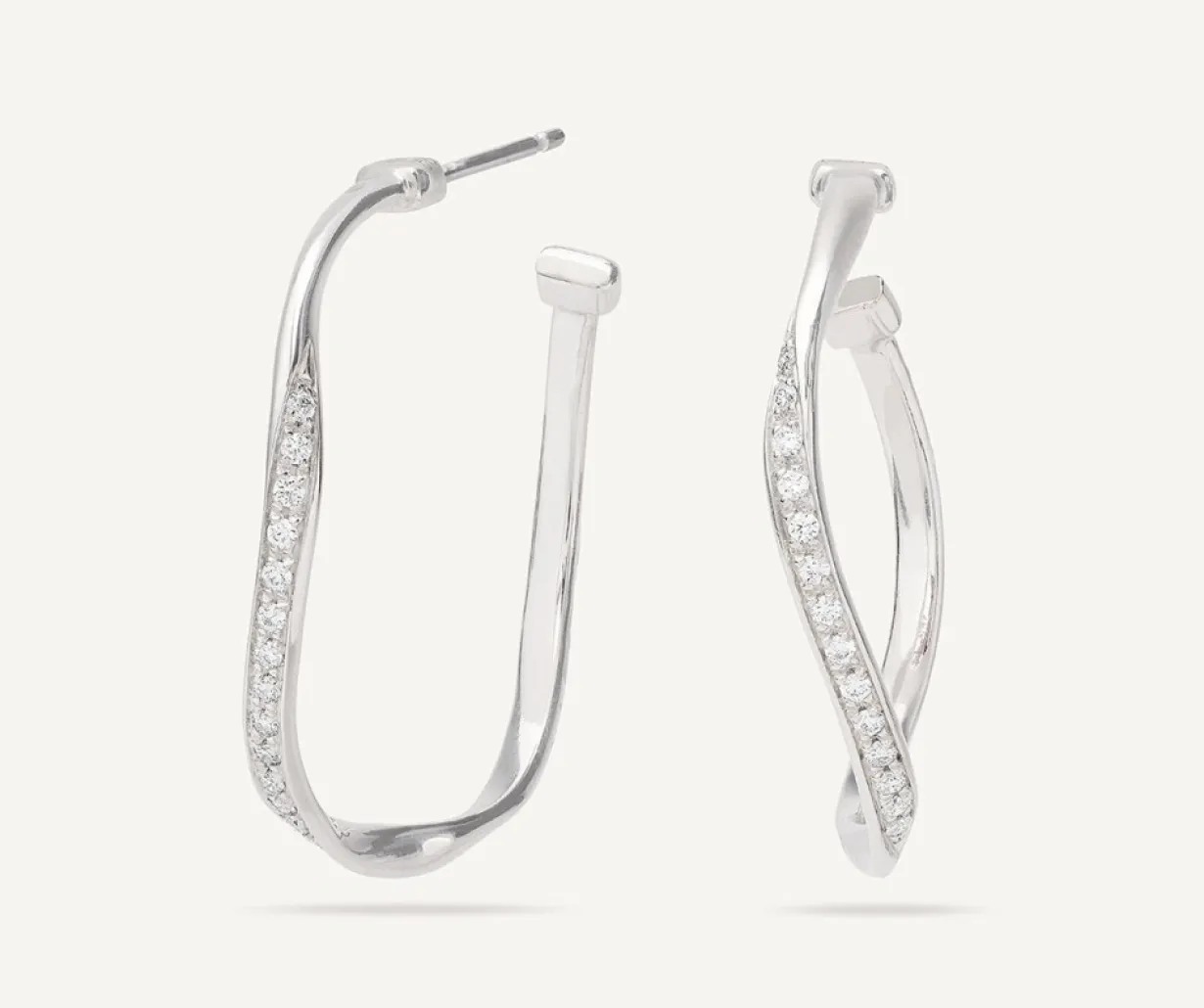 Marco Bicego 18Kt White Gold Diamond Hoop Earrings Flash Sale